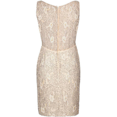 ARCHIVE - 1960s Lavish Cream Silk Embellished Cocktail or Bridal Dress
