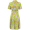 ARCHIVE - 1960s Lime Green Psychedelic Print Dress With Box Pleat Skirt And Wide Lapel