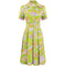 ARCHIVE - 1960s Lime Green Psychedelic Print Dress With Box Pleat Skirt And Wide Lapel