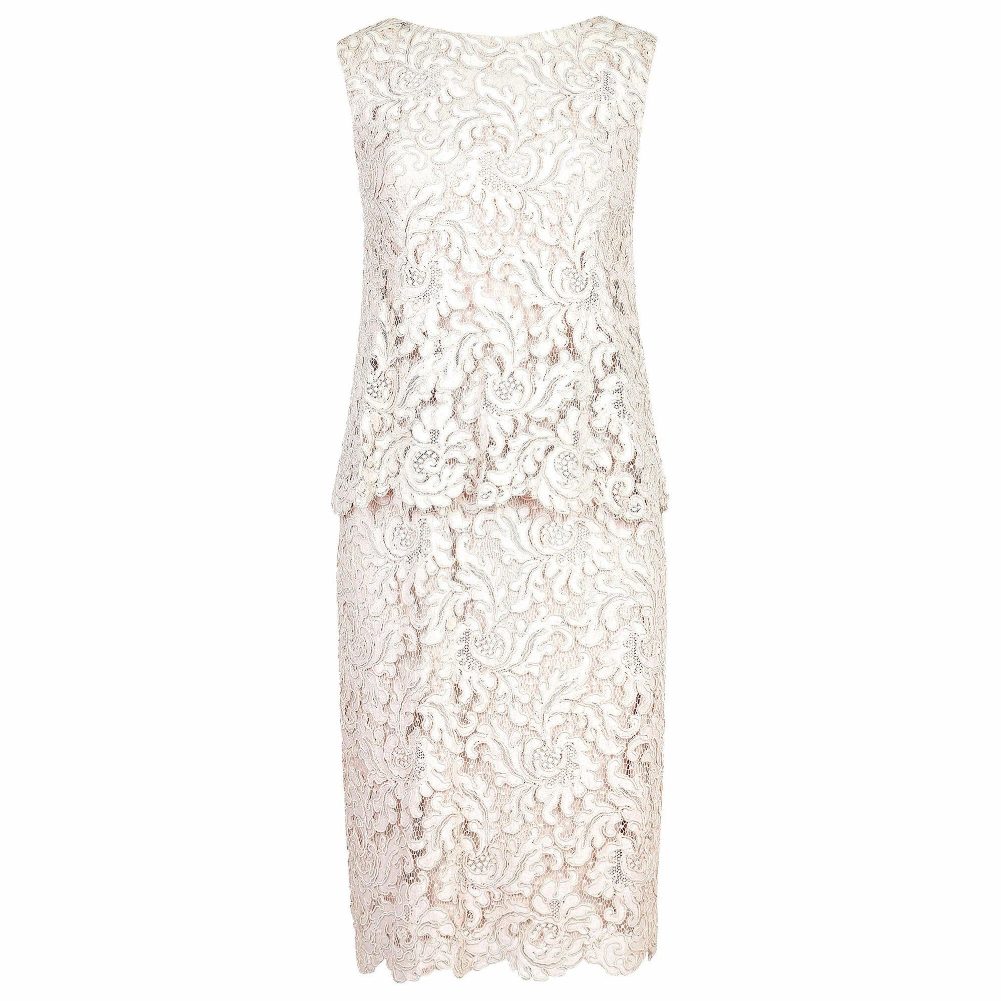 ARCHIVE - 1960s Pink and White Lace Occasion Dress