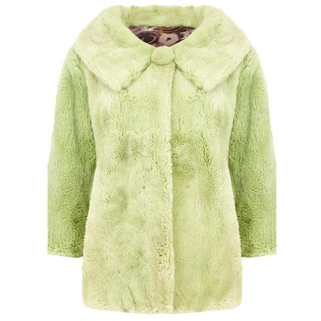 ARCHIVE - 1960s Super Soft Green Rabbit Fur Vintage Jacket