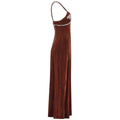 ARCHIVE - 1970s Biba Chestnut Brown Velvet Maxi Dress With Lace Embellishments