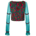 ARCHIVE - 1970s Couture Velvet Blouse with Chiffon Sleeves