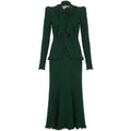 ARCHIVE - 1970s Diana Leslie Green Wool Skirt and Top Set