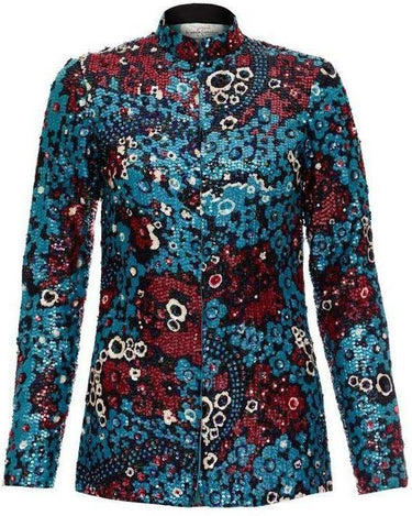 ARCHIVE - 1970s Frank Olivier Red and Blue Sequinned Jacket