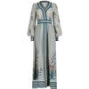 ARCHIVE - 1970s Frank Usher Seafoam Wrap Over Green Printed Chiffon Maxi Dress