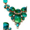 ARCHIVE - 1970s Haute Couture Chanel Green Gripoix Glass + Rhinestone Necklace Earrings Set
