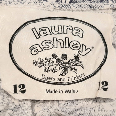 ARCHIVE - 1970s Laura Ashley Edwardian Style navy and White Cotton Dress