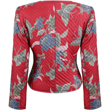 ARCHIVE - 1970s Yves Saint Laurent Red Quilted Jacket With Butterfly Floral Design