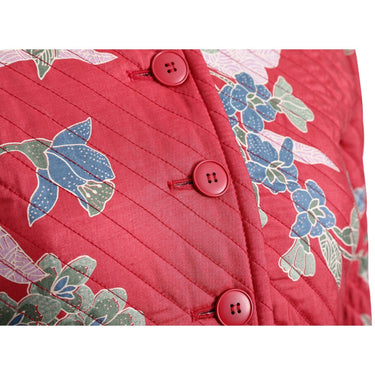 ARCHIVE - 1970s Yves Saint Laurent Red Quilted Jacket With Butterfly Floral Design