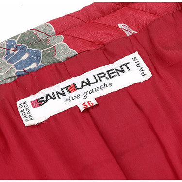 ARCHIVE - 1970s Yves Saint Laurent Red Quilted Jacket With Butterfly Floral Design