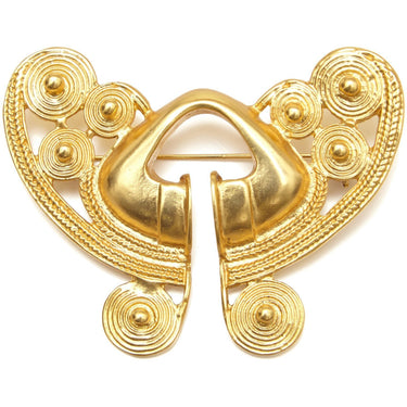 ARCHIVE - 1980s Balenciaga Gold Vintage Aztec Design Brooch