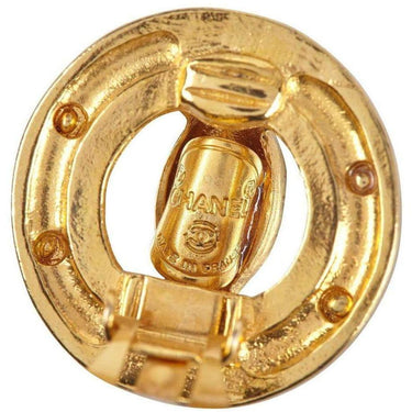 ARCHIVE - 1980s Chanel Gold Tone Double CC Motif Earrings