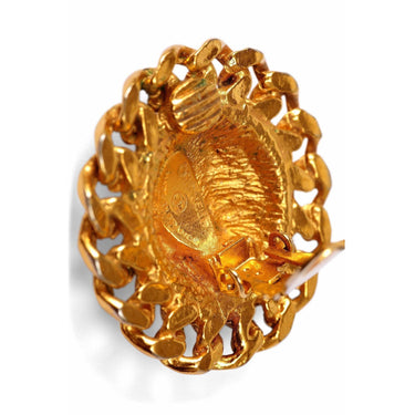 ARCHIVE - 1980s Chanel Quilted Gold Tone Earrings With CC Signature