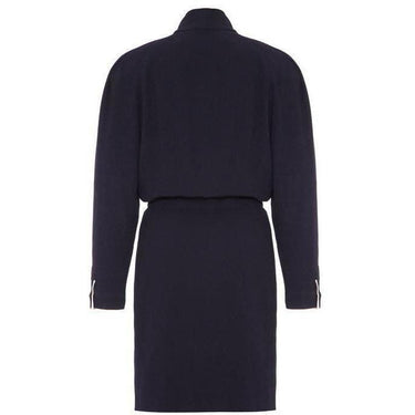 ARCHIVE - 1980s Navy Crepe Chanel Dress with Gold Buttons