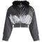 ARCHIVE - 1980s Silver Hooded Bomber Style Jacket With Black Feather Trim
