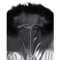 ARCHIVE - 1980s Silver Hooded Bomber Style Jacket With Black Feather Trim