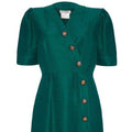 ARCHIVE - 1980s Yves Saint Laurent Green Silk Button Up Dress