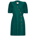 ARCHIVE - 1980s Yves Saint Laurent Green Silk Button Up Dress