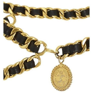 ARCHIVE - 1980s/1990s Chanel Black Leather and Chain Belt