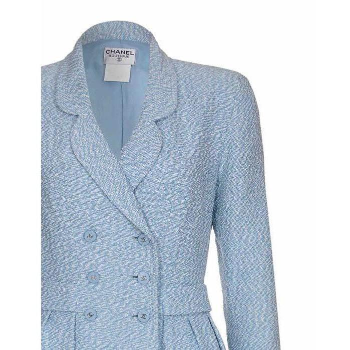 ARCHIVE - 1990s Chanel Blue Tweed Dress Coat