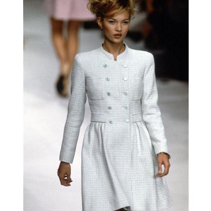 ARCHIVE - 1990s Chanel Blue Tweed Dress Coat CIRCA VINTAGE ARCHIVE - 1990s Chanel Blue Tweed Dress Coat CIRCA VINTAGE