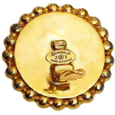 ARCHIVE - 1990s Chanel Gold and Black Clip On Earrings