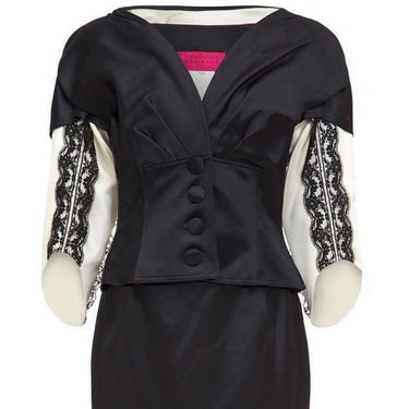 ARCHIVE - 1990s Christian Lacroix Black Satin Skirt Suit