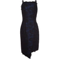 ARCHIVE - 1990s David Fielden Couture Black Lace Dress with Blue Underlay