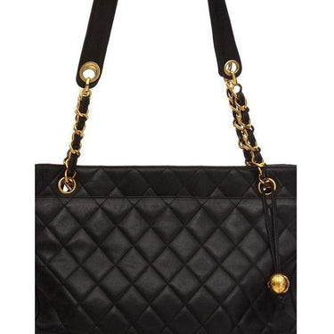 ARCHIVE - 1990s Large Chanel Black Quilted Leather Handbag