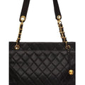 ARCHIVE - 1990s Large Chanel Black Quilted Leather Handbag