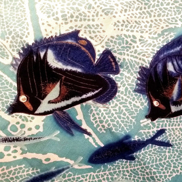 ARCHIVE - Alfred Shaheen 1950s Aquamarine Hawaiian Cotton Sundress With Novelty Fish Print