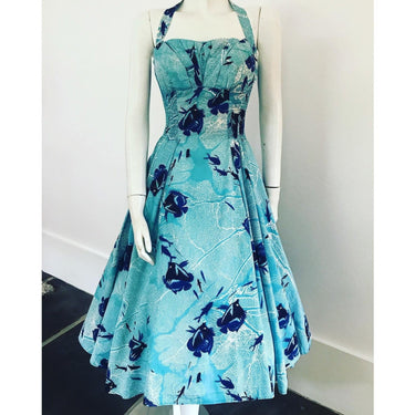 ARCHIVE - Alfred Shaheen 1950s Aquamarine Hawaiian Cotton Sundress With Novelty Fish Print
