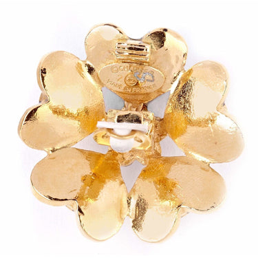 ARCHIVE - Chanel 1980s Flower Design Earrings with Pearl Detail