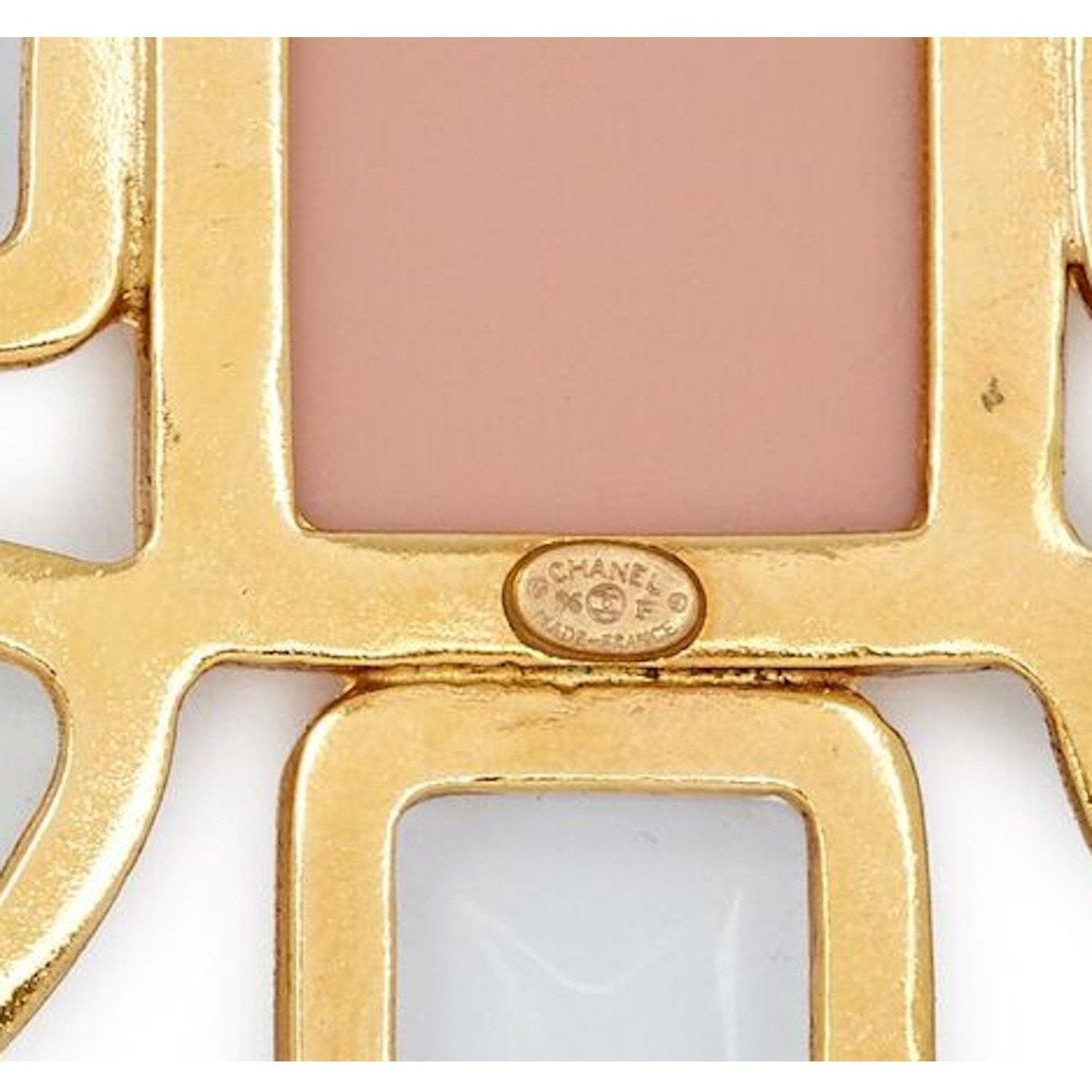 ARCHIVE - Chanel 1990s Gold Plated Gripoix Glass and Rose Enamel CC Brooch