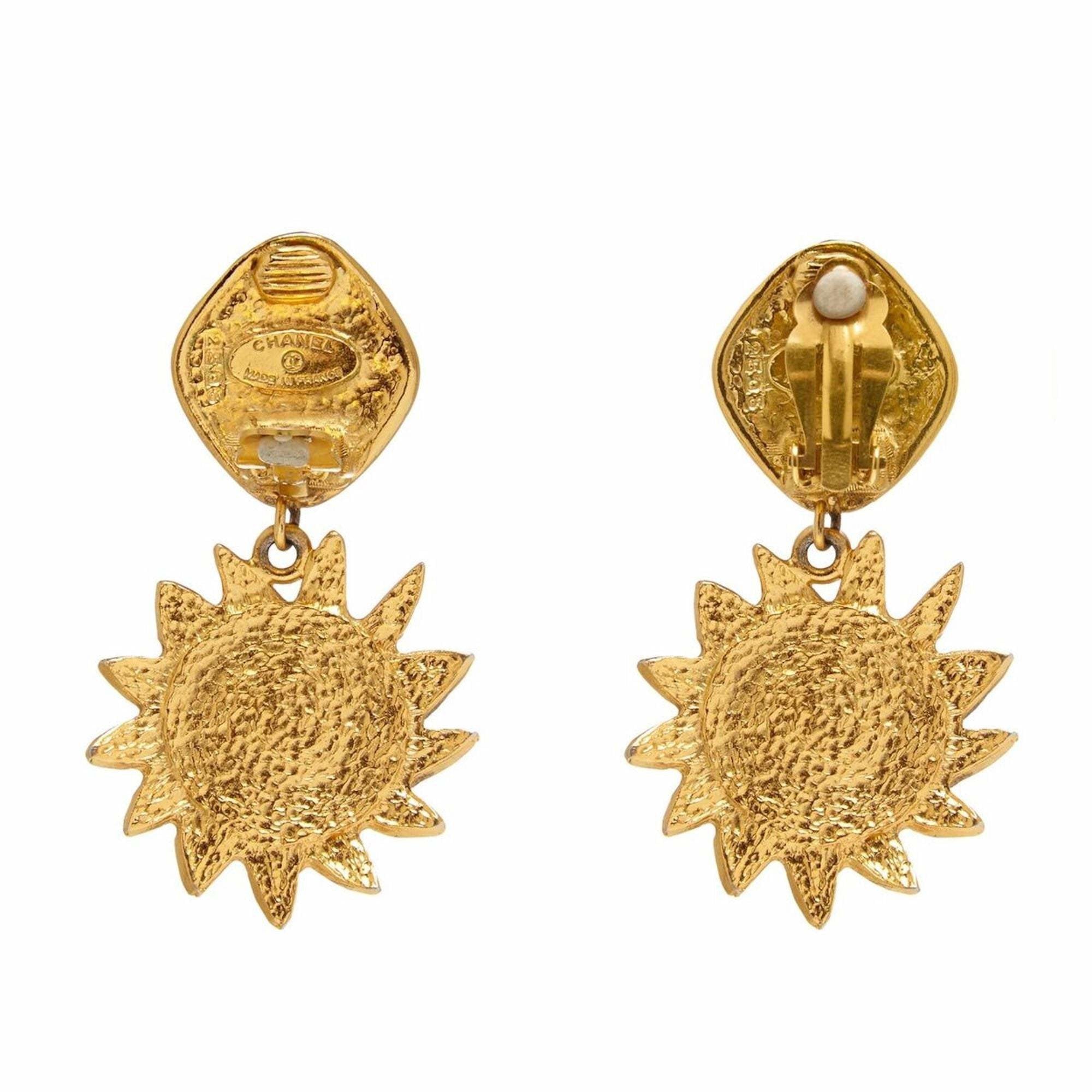 ARCHIVE - Chanel 1990s Gold Tone Sun Drop Earrings