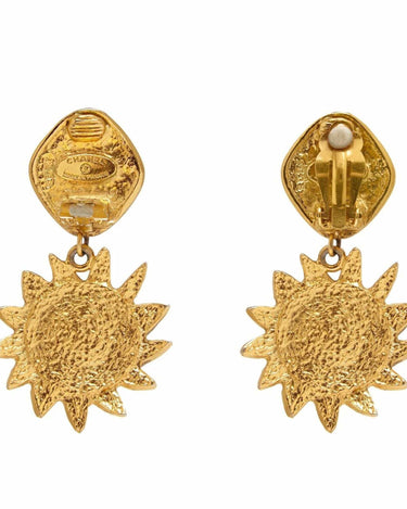ARCHIVE - Chanel 1990s Gold Tone Sun Drop Earrings