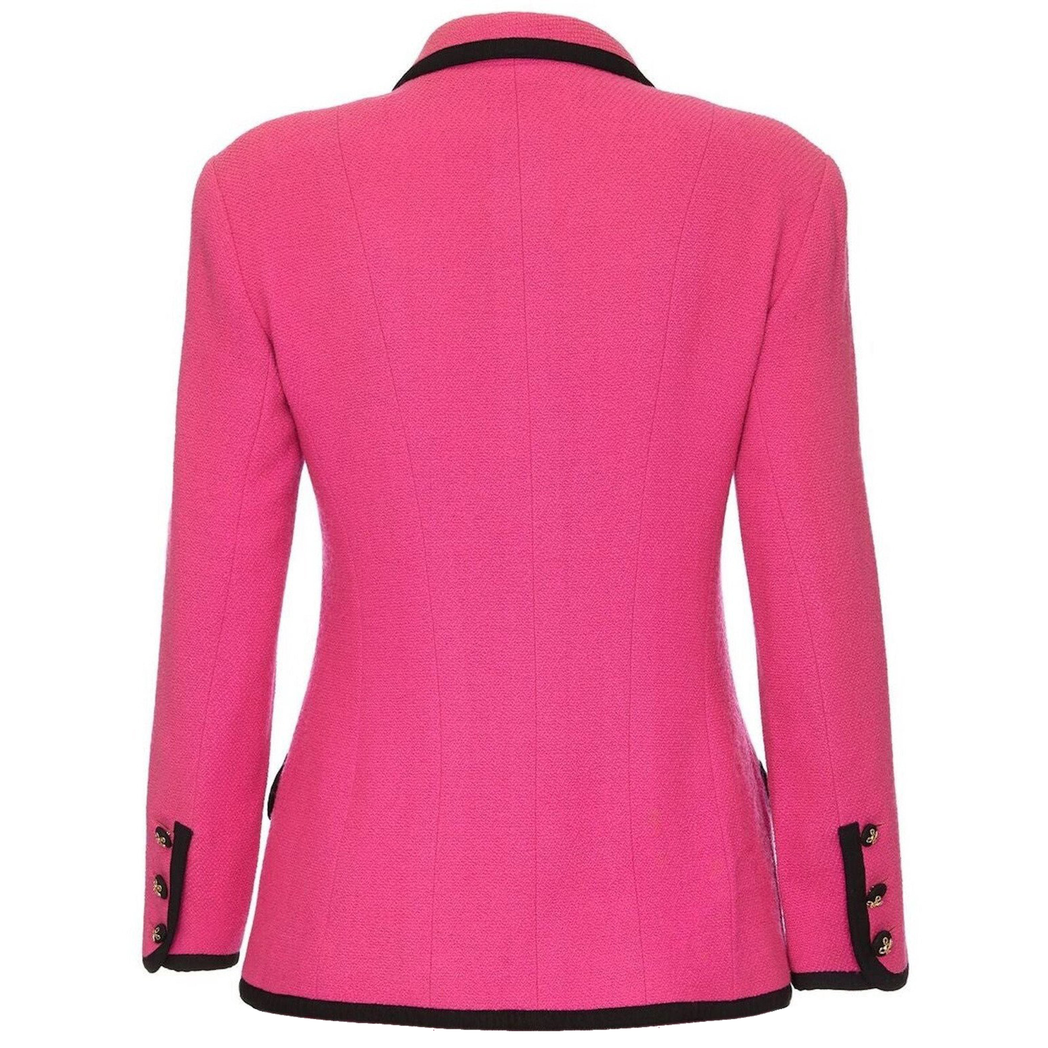 1991 Runway Documented Chanel Fuchsia Pink Wool Jacket