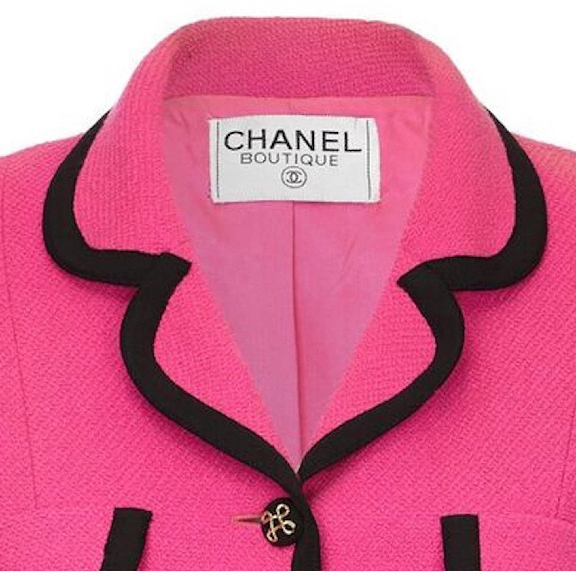 ARCHIVE - Chanel Circa 1994 Fuschia Pink Wool Skirt Jacket Suit