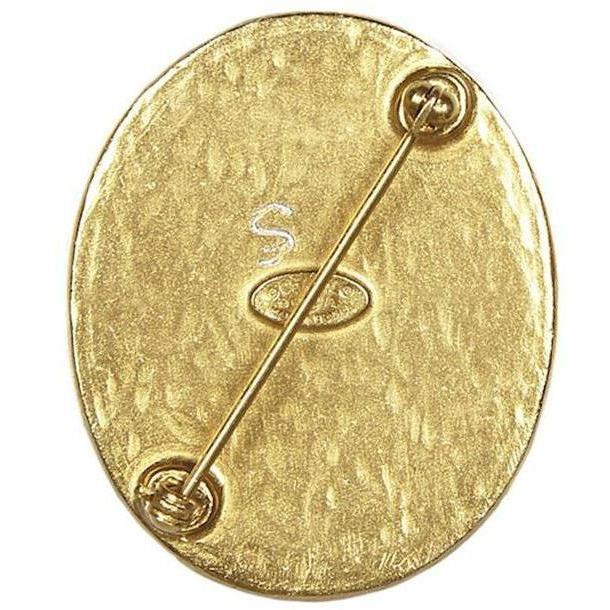 ARCHIVE - Chanel Gold Pearl Oval Cameo Double CC Brooch, 1990s