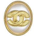 ARCHIVE - Chanel Gold Pearl Oval Cameo Double CC Brooch, 1990s