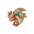ARCHIVE - Christian Dior 1960s Feather Spray Brooch With Gemstone Detail
