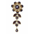 ARCHIVE - Christian Dior 1960s Large Flower Drop Brooch With Garnet Prong Set Rhinestones