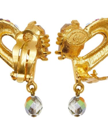 ARCHIVE - Christian Lacroix 1990s Gold Fantasy Drop Earrings with Semi Precious Stones