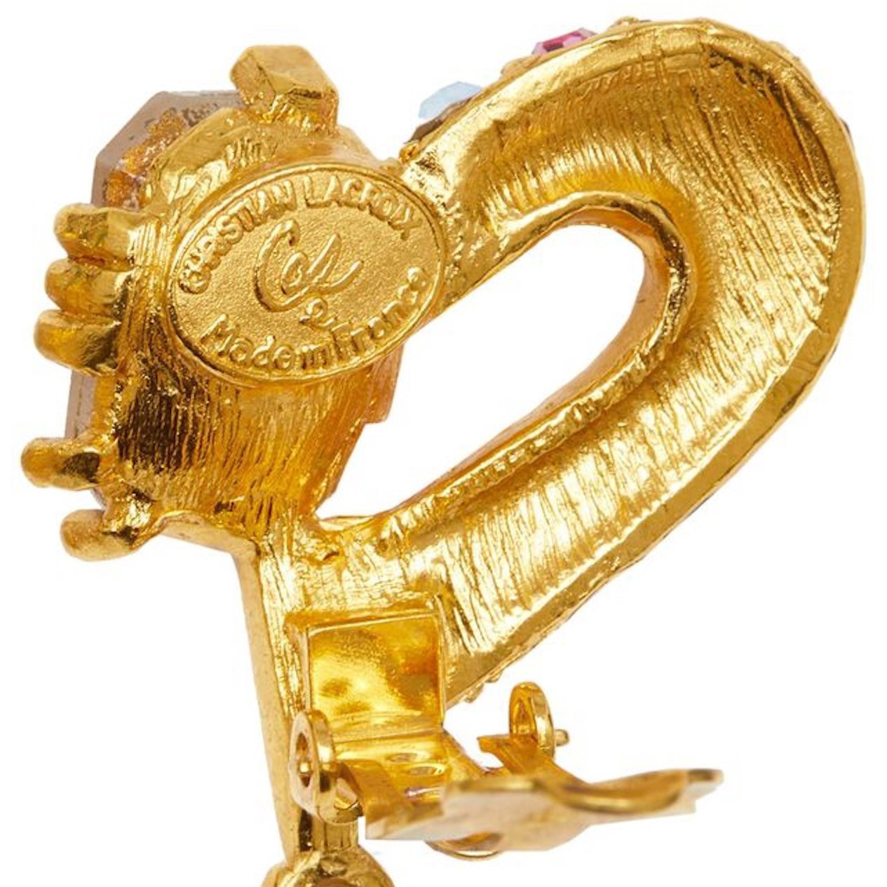 ARCHIVE - Christian Lacroix 1990s Gold Fantasy Drop Earrings with Semi Precious Stones