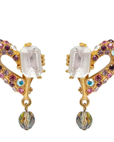 ARCHIVE - Christian Lacroix 1990s Gold Fantasy Drop Earrings with Semi Precious Stones