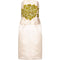 ARCHIVE - Cream Silk & Green Beaded 1960s Strapless Couture Cocktail Dress