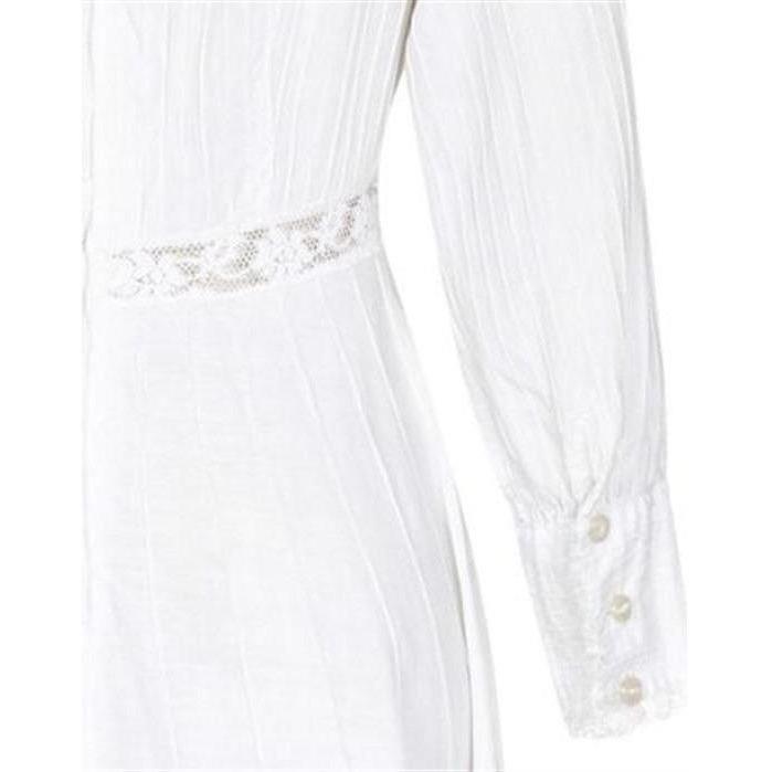 ARCHIVE - Edwardian/Victorian Style 1970s White Lace Lawn Dress With Pin-Tuck Detail