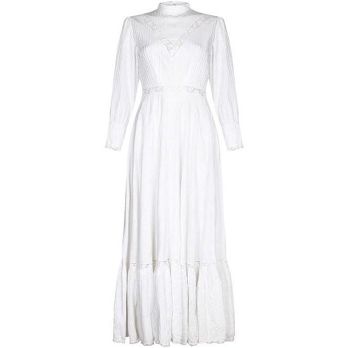 ARCHIVE - Edwardian/Victorian Style 1970s White Lace Lawn Dress With Pin-Tuck Detail