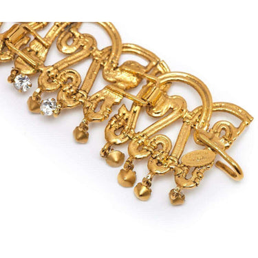 ARCHIVE - Elaborate Chanel 1990s Gold Tone Belt With Crystal Rhinestone Embellishments